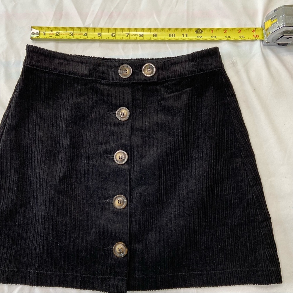 En Crème Black Corduroy Button Front Mini Skirt Women's Size Small - Picture 4 of 8